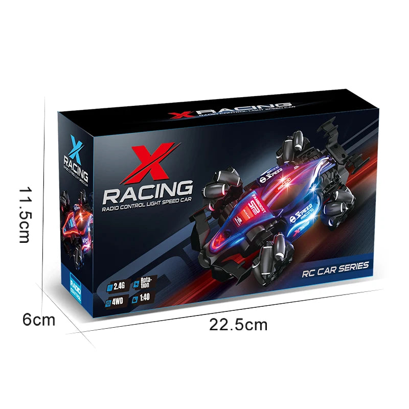 2.4G Mini RC Car Formula Racing Car 4WD Stunt Remote Control Drift Car Toy with Light Universal Wheel Car Toy for Kids Q239 Blue