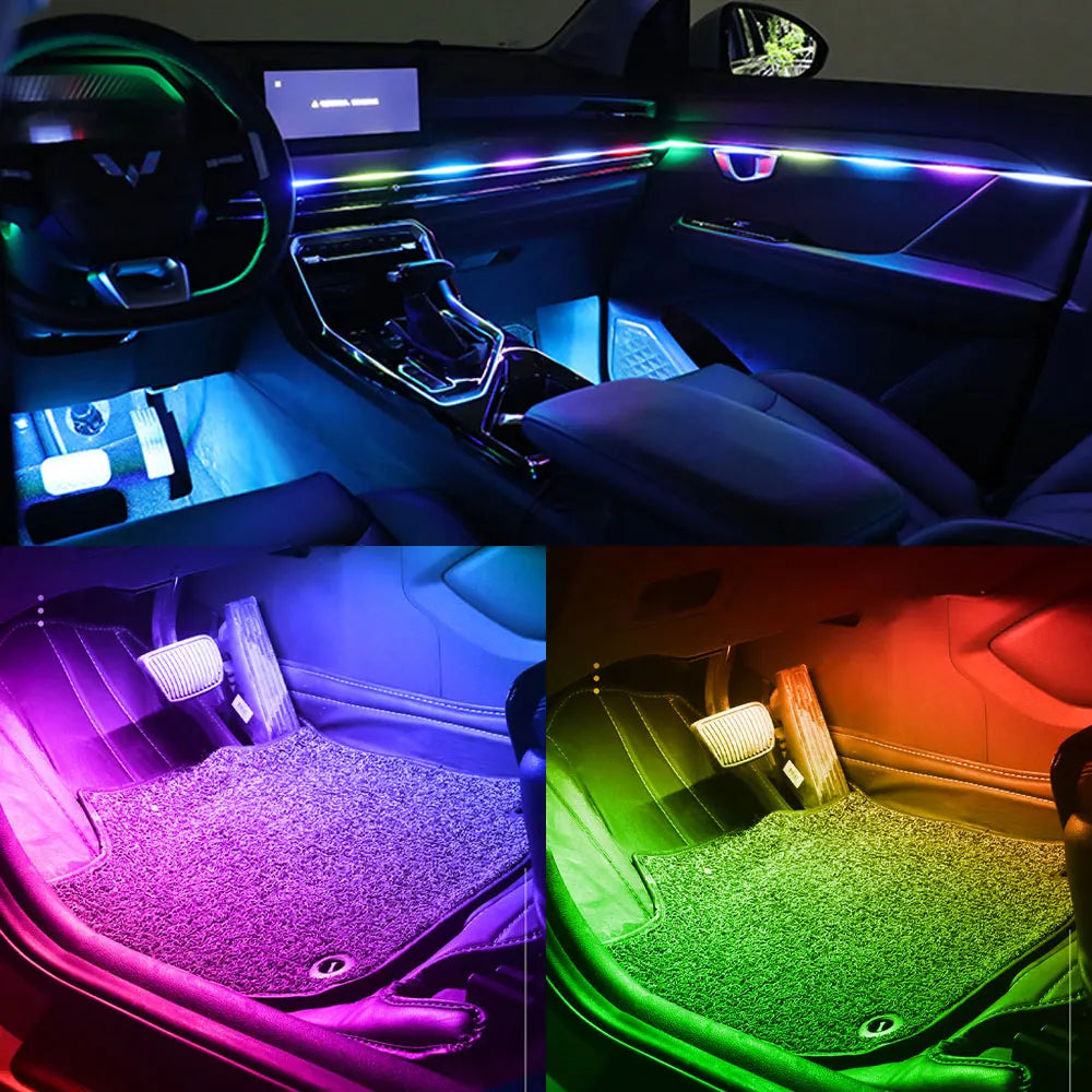 10 in 1 Car Interior Acrylic LED Ambient Lights 140cm 110cm For Tesla USB APP Remote Control RGB Symphony Atmosphere Lamp