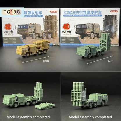 【New】1/144 China HQ-16 Air Defense Missile Launcher 4D Assembled Chariot Simulation Model Sand Table Toy No Glue Required