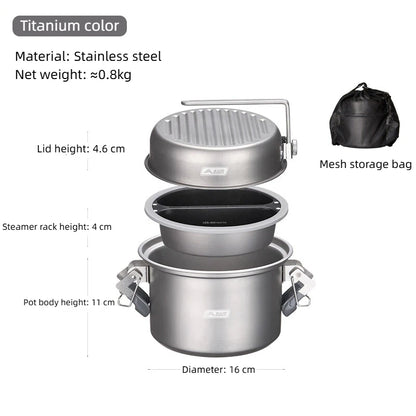 BISINNA Micro Pressure Cooker Portable Multi-functional Outdoor Cooking Set for Camping Backpacking Travel Picnic