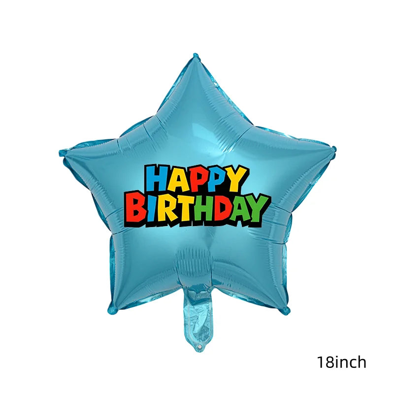 Red Blue Green Yellow Mushroom Star Balloons for Cartoon Video Game Super Bros Balloon Birthday Inspired Party Decoration