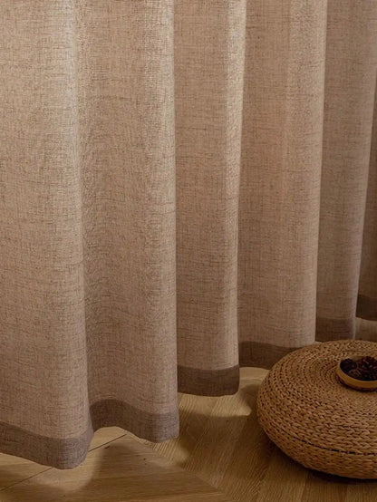 Japanese cotton and linen textured natural wood and linen gauze sling curtains bedroom, living room, balcony gauze curtains
