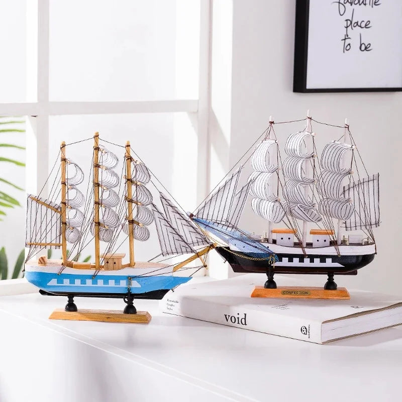 Wooden Sailboat Model Handcrafted Coastal Nautical Decor Table Centerpiece For Living Room Office Desk Gift For Adults And Teens