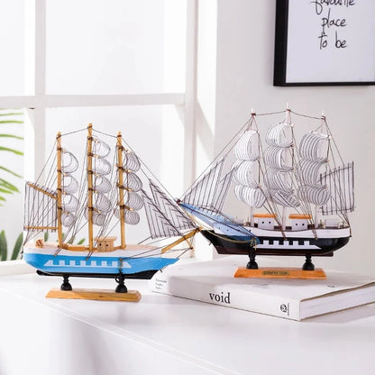 Wooden Sailboat Model Handcrafted Coastal Nautical Decor Table Centerpiece For Living Room Office Desk Gift For Adults And Teens