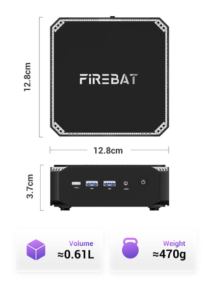 FIREBAT A6 MiniPC AMD R7 7735HS Dual Band WiFi6 BT5.2 16GB LPDDR5 RAM 512GB SSD Windows 11 Desktop Gaming Computer Mini PC