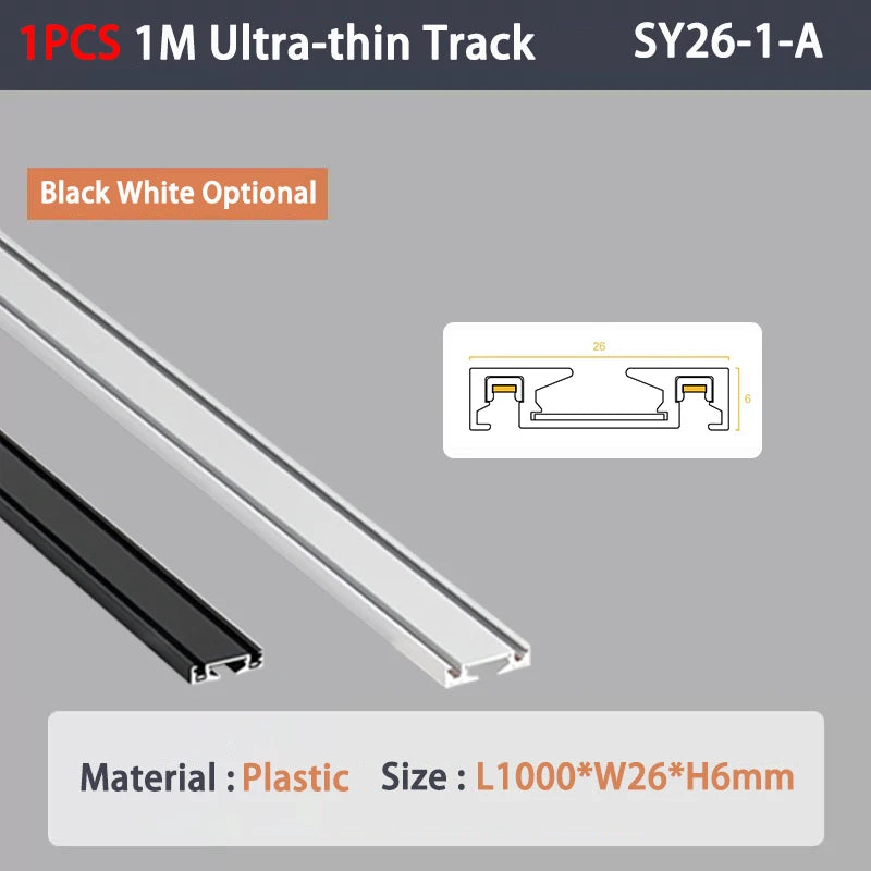 6MM Ultra Slim Magnetic Track Light Surface Mounted Ceiling Rail DC48V Modern LED Lamp Black White Magnet Rail Lamp Spotlight