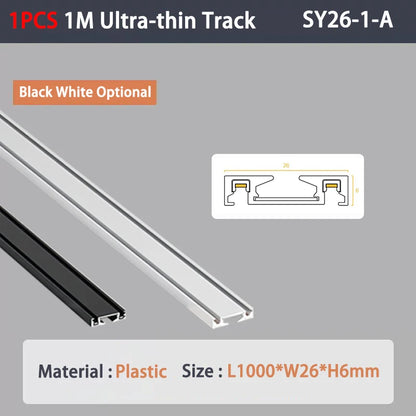 6MM Ultra Slim Magnetic Track Light Surface Mounted Ceiling Rail DC48V Modern LED Lamp Black White Magnet Rail Lamp Spotlight