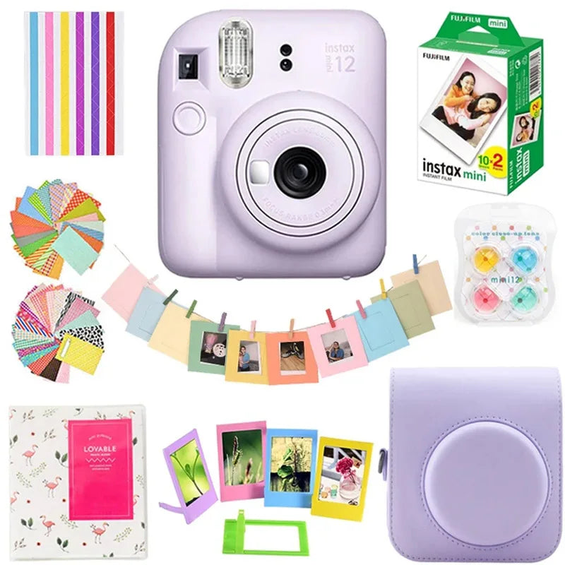 Fujifilm Instax Mini 12 Instant Camera Optional 20/40 Sheets Instax Mini Film + Album + Bag Pink / Blue / Mint / White / Purple