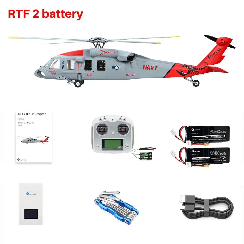 FLYWING MH-60T Jayhawk Scale Helicopter 470 Class LED Light ACE Controller MH60T RC Helicopter MH60 Helicopter with GPS ATT Mode