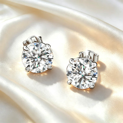 Abestecom VVS1 GRA 0.1ct-3.0ct Moissanite Earring D Color Lab Diamond Four Prong Single Stone Women Stud Earrings Jewelry Gift