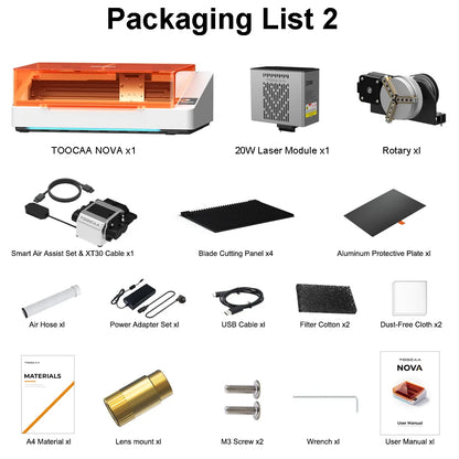 TOOCAA NOVA 20W Beginner-Friendly Laser Engraver With Smart Air Assist & Camera Enclosed Desktop Laser Cutter Machine Auto Focus