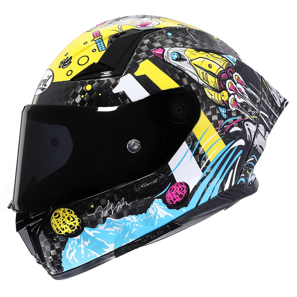 Unisex Lightweight Carbon Fiber Kevlar Full Face Motorcycle Street Bike Helmets Racing Helmet DOT ECE Approved CYRIL Casque Moto