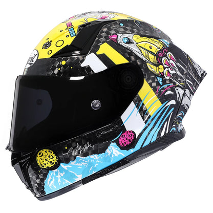 Unisex Lightweight Carbon Fiber Kevlar Full Face Motorcycle Street Bike Helmets Racing Helmet DOT ECE Approved CYRIL Casque Moto