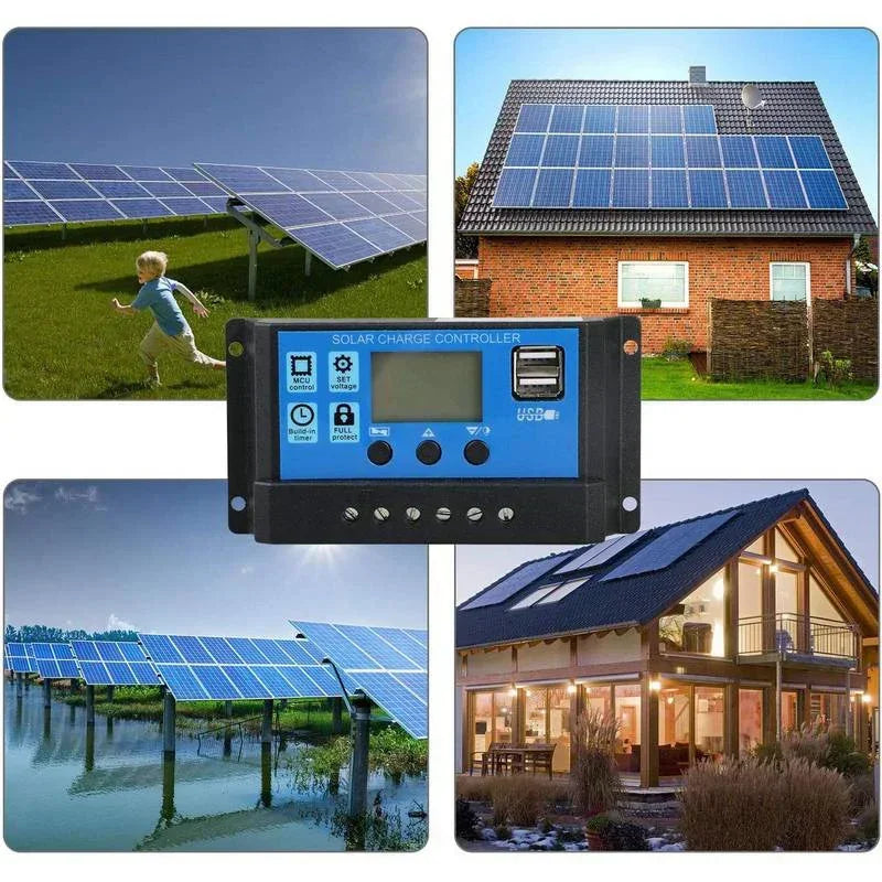 Solar Charge solar panel Controller 10A to 60A LCD Display Dual USB Auto Regulator for Solar Panel Battery System Charging