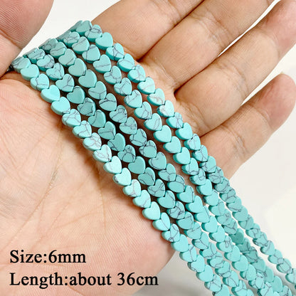 Blue Turquoise Stone Bead Irregular Round Oval Square Heart Loose Spacer DIY Beads Fit Jewelry Making Bracelet Necklace Handmade