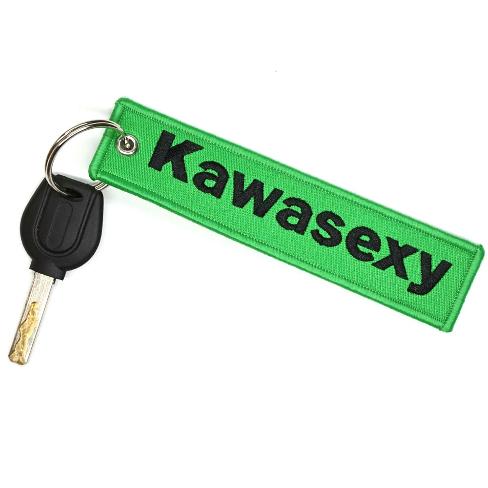 JDM Kawasexy Logo Key Chain For Kawasaki Motocycle Key Ring Cars Keychain Gifts Double Sided Embroidery Fashion Keychain