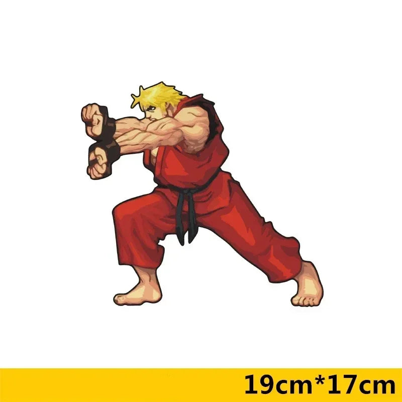19cmx17cm Car Stickers - Arcade Game Ryu Ken Masters Funny Creative Decals Auto Scratch Cover Tuning Styling Street Art Car Deca