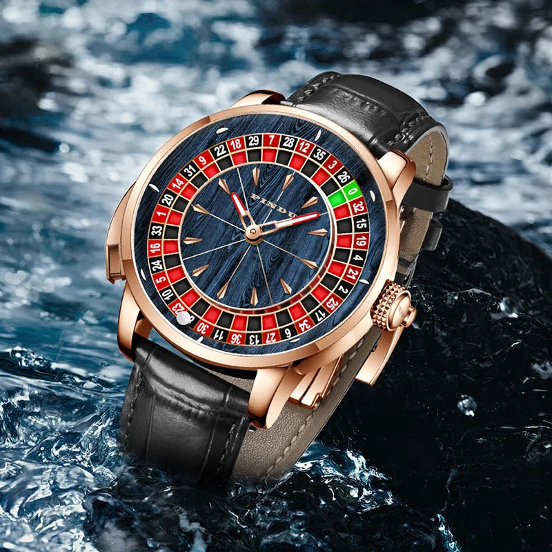 PINDU Design New NH35A Mechanical Watches Men Push Button Turn Russian Roulette Game Sapphire Mirror Diamond Dial Men's Watch