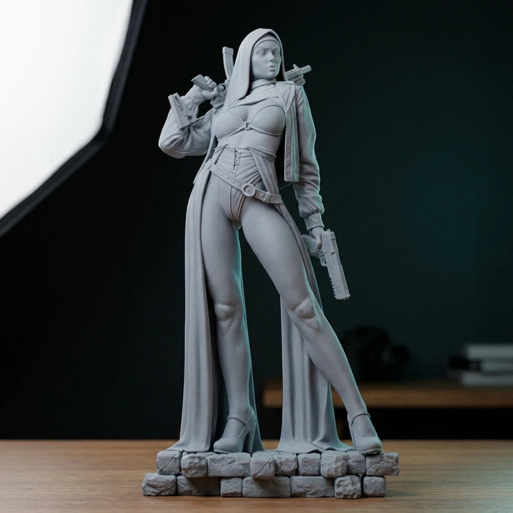 1/24 1/18 1/12  Nun with Gun Unpainted Unassembled 3D Printing Model Garage Kits (Requires Painting and Assembly)