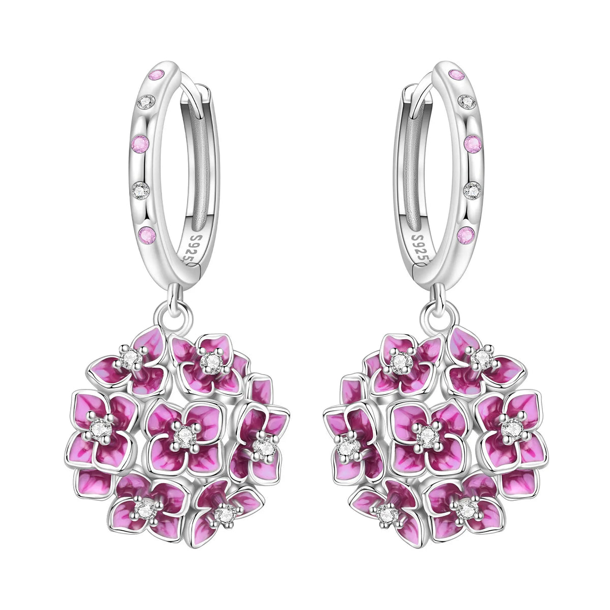 Orstarry Original 925 Sterling Silver Blue Iris Flower Earrings Women Hoop Earring Anniversary Jewelry Trendy Gifts