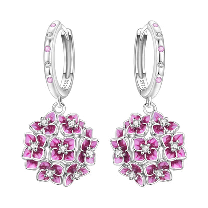 Orstarry Original 925 Sterling Silver Blue Iris Flower Earrings Women Hoop Earring Anniversary Jewelry Trendy Gifts
