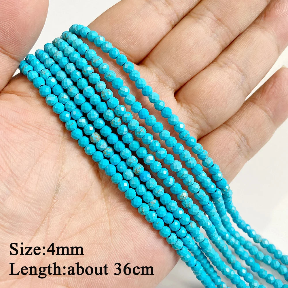Blue Turquoise Stone Bead Irregular Round Oval Square Heart Loose Spacer DIY Beads Fit Jewelry Making Bracelet Necklace Handmade