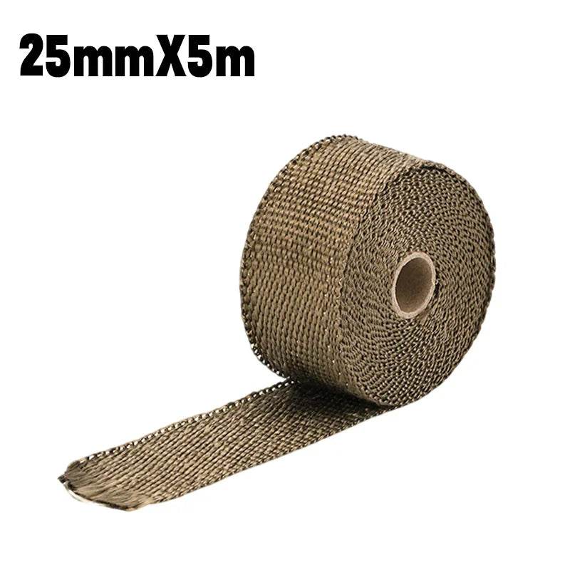 5m Roll Fiberglass Heat Shield Motorcycle Fiberglass Heat Shield Tape Exhaust Thermal Tape High temperature with Stainless Ties