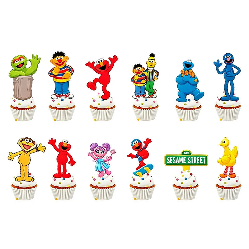 Birthday Party Decoration Set Supplies Cartoon Sesame Streets Birthday Party Supplies Tableware Balloon Cake Topper Banner Plate
