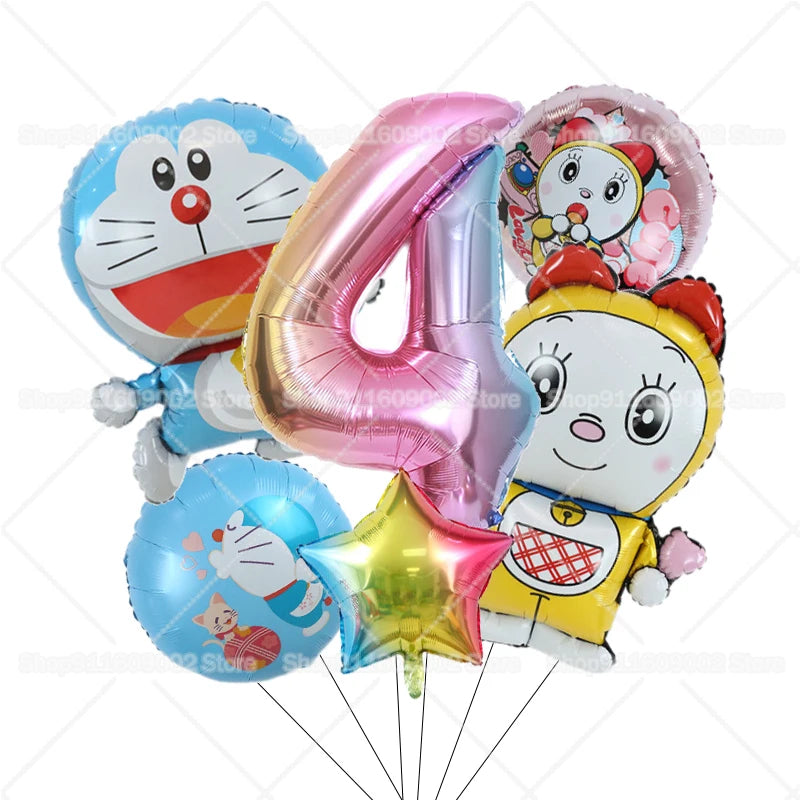 Doraemons Number 1-10 Balloons Girls Boys Birthday Decorations Baby Shower Gender Reveal Balloon Party Supplies Kids Toys Gift