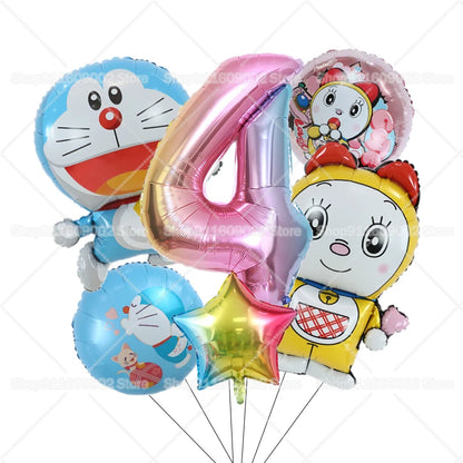 Doraemons Number 1-10 Balloons Girls Boys Birthday Decorations Baby Shower Gender Reveal Balloon Party Supplies Kids Toys Gift