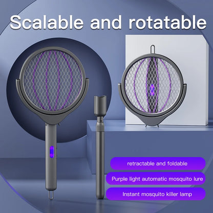 Multi functional 2-in-1 mosquito killer lamp angle retractable mosquito swatter USB rechargeable mosquito swatter bat swatter