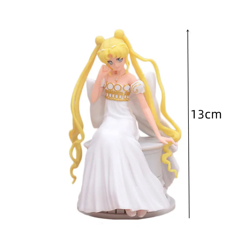Hot 15cm Seated wedding dress Sailor Moon Tsukino Usagi Anime Figure Decoration Collection Doll Action Model Toys for Gift