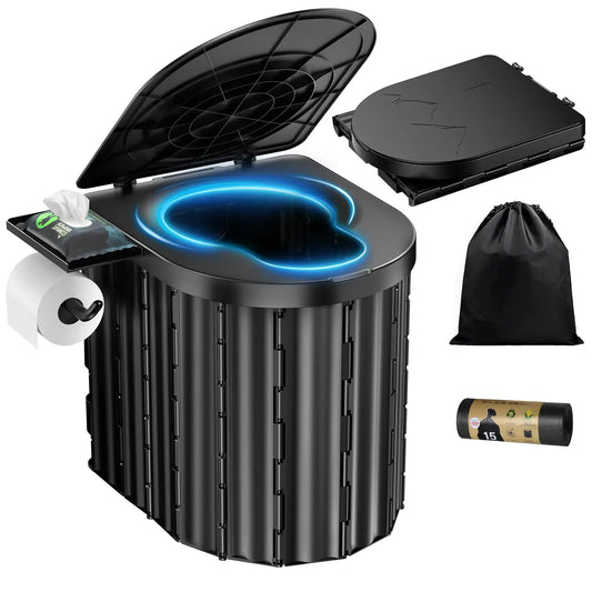 Camping Toilet, Portable Folding Toilet, Compact Car Potty, Suitable for Camping, Hiking, Trucks, RVs, and The Beach