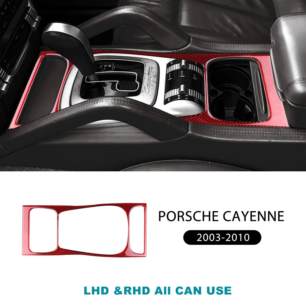 Real Soft Carbon Fiber Sticker For Porsche Cayenne 2003 2004 2005 2006 2007 2008 2009 2010 Gear Shift Panel Interior Accessories
