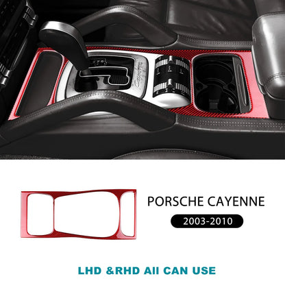 Real Soft Carbon Fiber Sticker For Porsche Cayenne 2003 2004 2005 2006 2007 2008 2009 2010 Gear Shift Panel Interior Accessories
