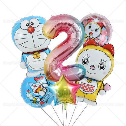 Doraemons Number 1-10 Balloons Girls Boys Birthday Decorations Baby Shower Gender Reveal Balloon Party Supplies Kids Toys Gift