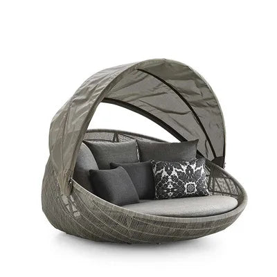Outdoor sofa courtyard terrace leisure large round bed hotel open-air rattan bed outdoor garden sun room lounge chair sofa