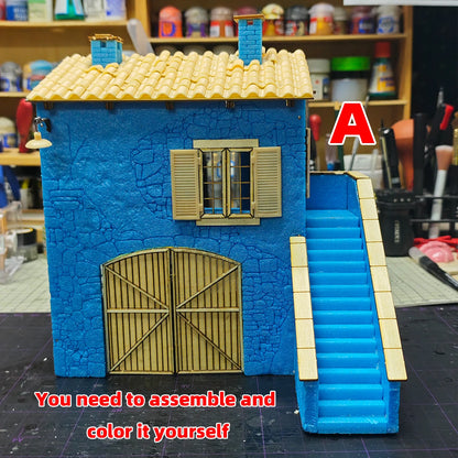Assembly Architectural Model Building Rural Area Residence Bungalow Countryside Village Diorama Scale Model Kit 1/35 1/32