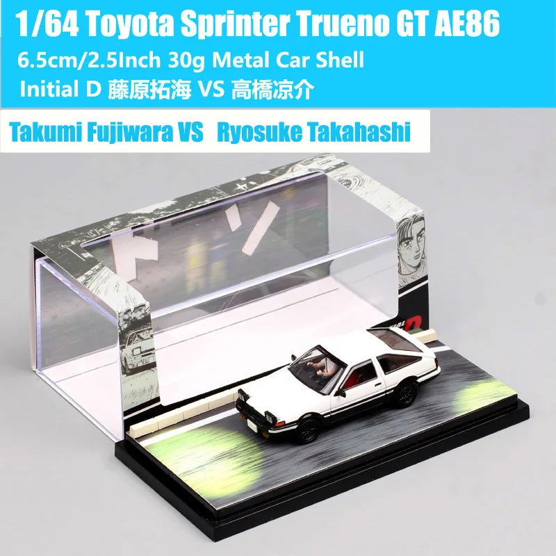 HJ64 1:64 Scale Toyota Sprinter Trueno GT APEX AE86 JDM Corolla Levin Car Model Diecasts & Toy Vehicles Hobby Japan Inital D