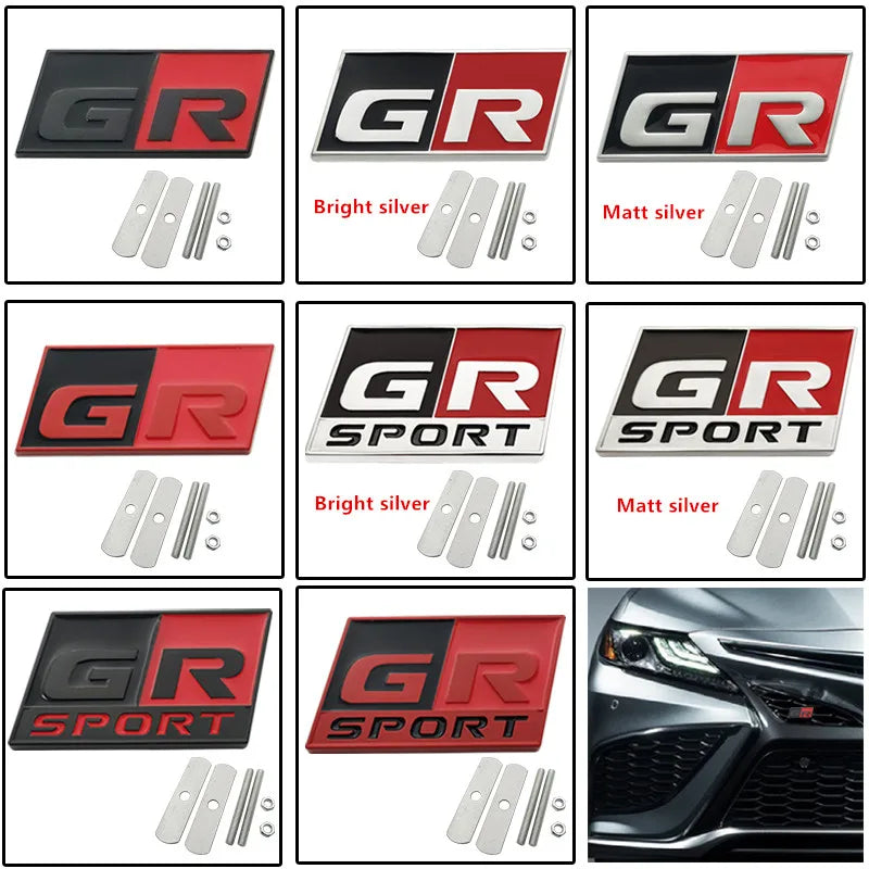 Metal GR SPORT GR MN Racing Car Badge Emblem Decoration Sticker For Toyota Vitz Prius PHV HARRIER MARK X Voxy Noah