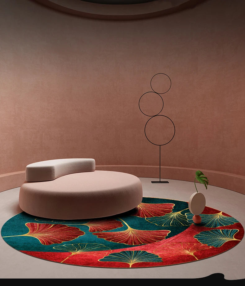 New Chinese Style Round Carpets for Living Room Home Decor Anti-Slip Floor Mat Bedroom Bedside Rug Art Studio Large Area Carpet