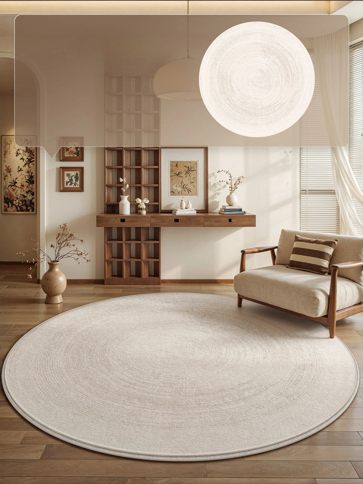 Cream Style Carpets for Living Room Minimalist Bedroom Decor Round Carpet Fluffy Soft Lounge Floor Mat Thick Plush Cloakroom Rug