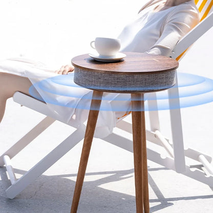 Smart Round Tea Table with Bluetooth Speaker Living Room Corner Table with Wireless Charging Portable Multi-Function Side Table