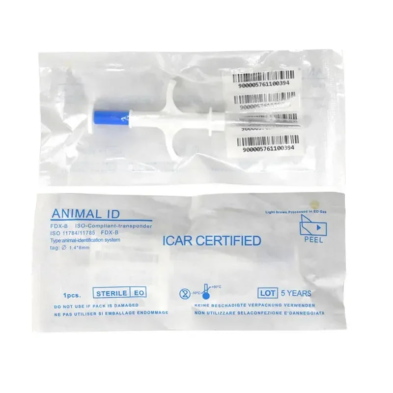 100Pack Animal EM4305 Microchip International Standard 134.2KHz FDX-B Pet Identification Chip Syringe Dog Microchip