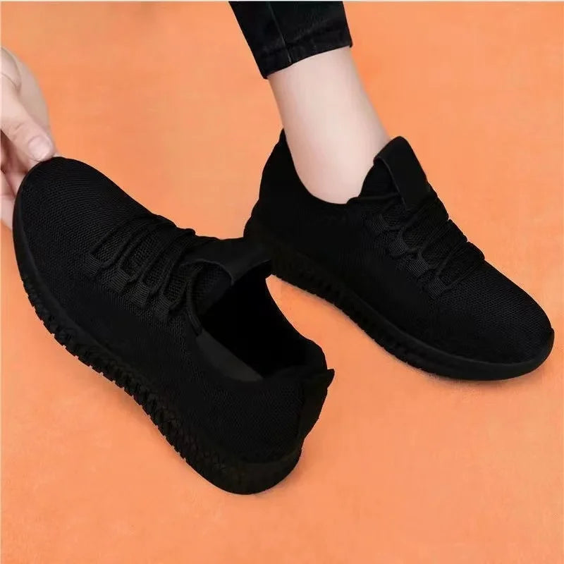 Women's Breathable Non-slip Platform Fashion New Casual Shoes Korean Running Shoes Black Sneakers Shoes for Women 2024 Autumn