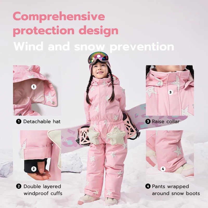 VECTOR -30 Degree Children Ski Jumpsuit Winter Snowboard Jacket Boys and Girls Outdoor Snow Suits Warm Waterproof Kids Ski