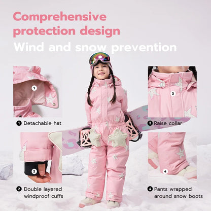 VECTOR -30 Degree Children Ski Jumpsuit Winter Snowboard Jacket Boys and Girls Outdoor Snow Suits Warm Waterproof Kids Ski