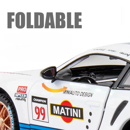 1:24 911 GT3 RSR Cayenne Car Toys Diecast Alloy Model Doors Opened with Sound Light Pull Back Vehices Children's Gift Collection