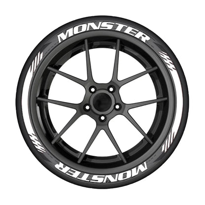 8pcs/lot MONSTER Car Tire Decals 3D PVC Joined Stickers Tire Decor Stickers Car Tuning Tire Decoration Decals Tyre Label Sticker
