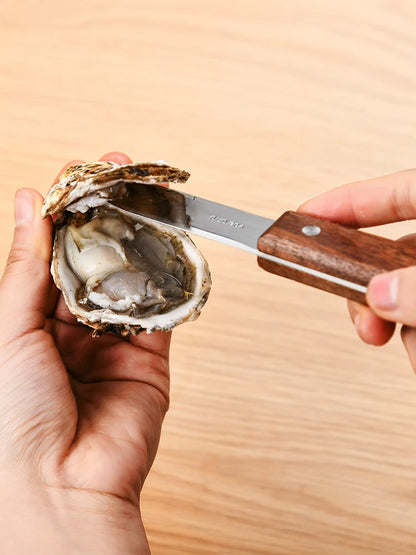 Japanese 304 Stainless Steel Seafood Scallop Pry Knife with Wooden Handle Oyster Knives Sharp-edged Shucker Shell Seafood Opener